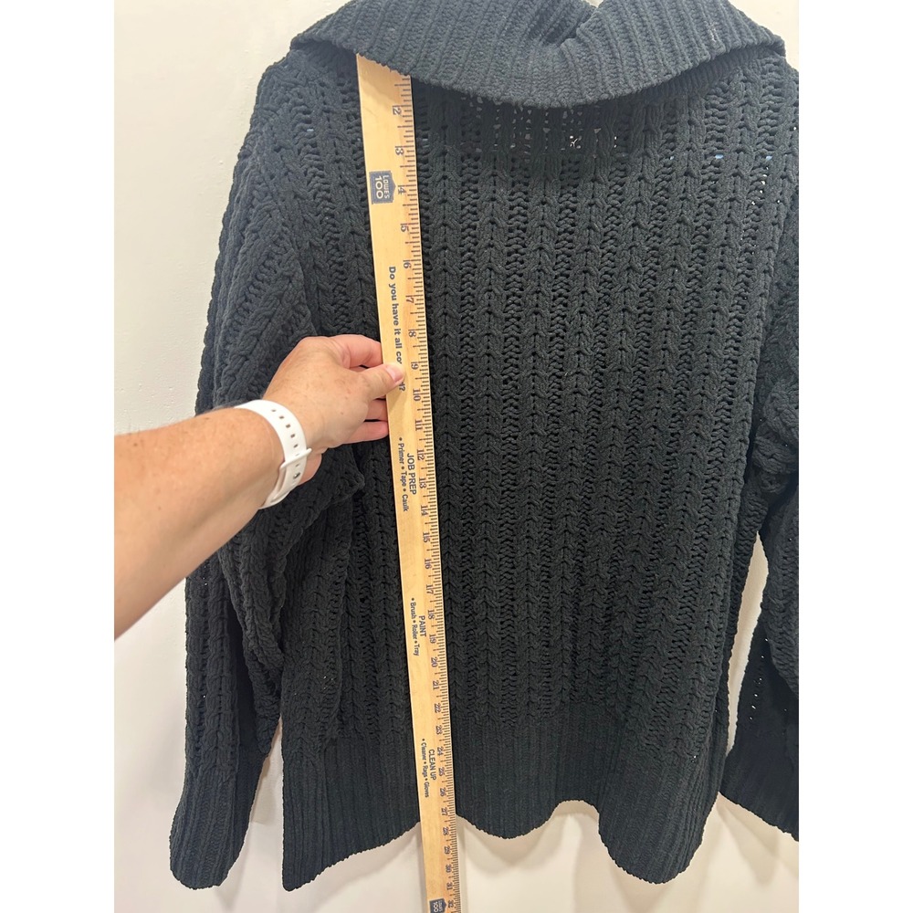 Aerie Sweater Womens Medium Black Chunky Knit Oversized Pullover Collar Cozy - Picture 9 of 10